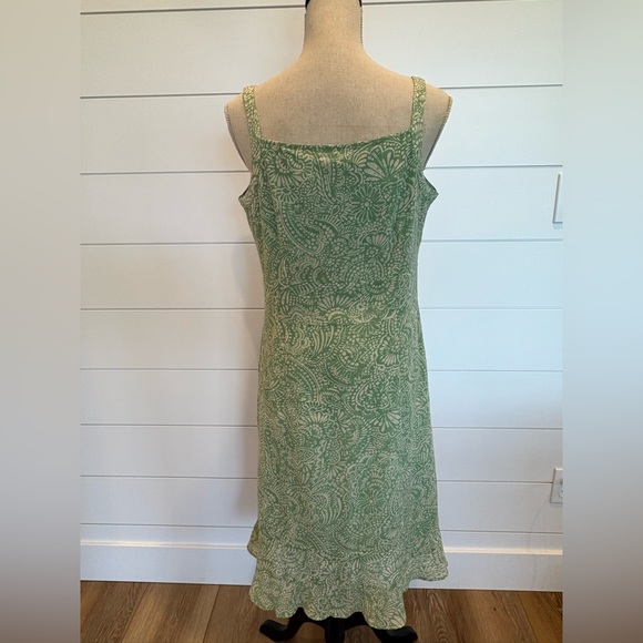 Eddie Bauer Boho Green Paisley Tank Midi Dress SZ 10 100% Cotton - Picture 2 of 10